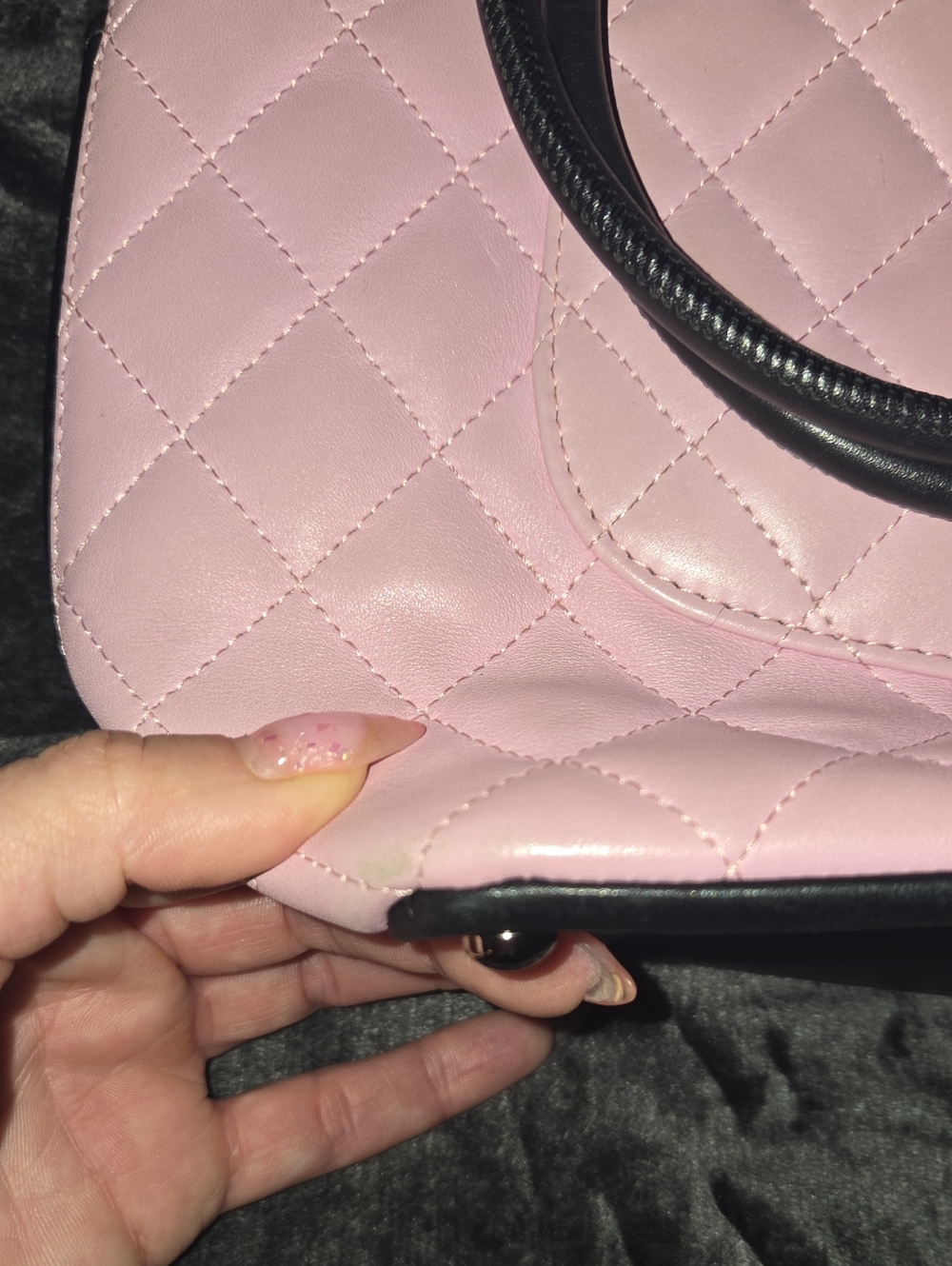 CHANEL CAMBON STUNNING AND RARE Pink Quilted Tote with Black Accents - Picture 12 of 14